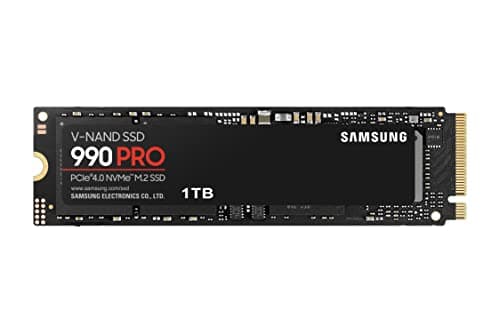 Samsung 990 PRO SSD 1TB PCIe 4.0 M.2 Internal SSD, Seq. Read Speeds Up to 7,450 MB/s for High End Computing, Gaming, Video Editing and Heavy Duty Workstations, MZ-V9P1T0BW.