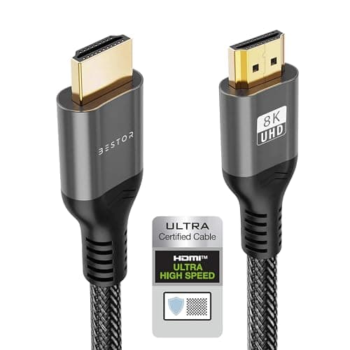 BESTOR 8K HDMI 2.1 Ultra High-Speed Cable 48Gbps 4K 120Hz 8K 60Hz HDR10 HDCP 2.3 DTS:X Braided Cord for Xbox, PC, TV, Laptop, Projector (1.5 mtr)