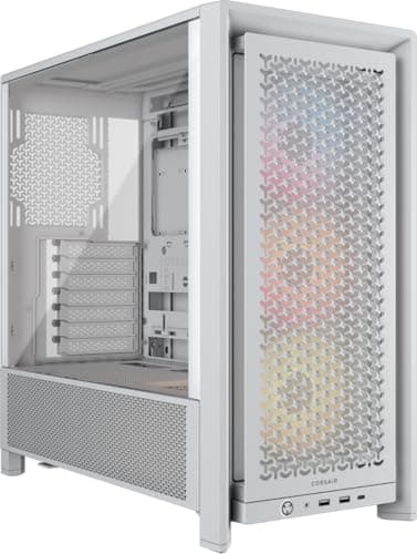CORSAIR Frame 4000D RS ARGB Modular Mid-Tower ATX PC Case – High Airflow, 3X Pre-Installed RS ARGB Fans, InfiniRail Fan Mounting System, ASUS BTF, MSI Project Zero, Gigabyte Project Stealth – White