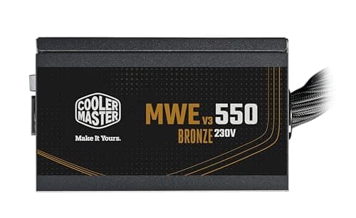 Cooler Master MWE 550 V3 Bronze ATX 3.1 Power Supply - Non Modular | 80 Plus Bronze Certified | Quite HDB Fan | DC-to-DC Circuit Design | ATX 3.1 Version | Ready for RTX 50 Series GPU | 550 Watt