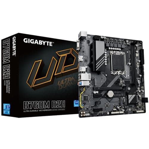 GIGABYTE Intel B760M D2H Motherboard with 6+2+1 Phases Digital VRM Solution Intel® Socket LGA 1700:Support 13th and 12th Gen Series Processors Dual Channel DDR5:2*DIMMs XMP Memory Module Support